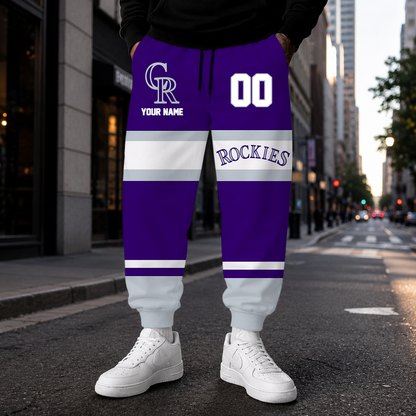 VIRAL EDITION - NEW CUSTOMIZED MLB30 COR COLORADO ROCKIES SWEATPANTS
