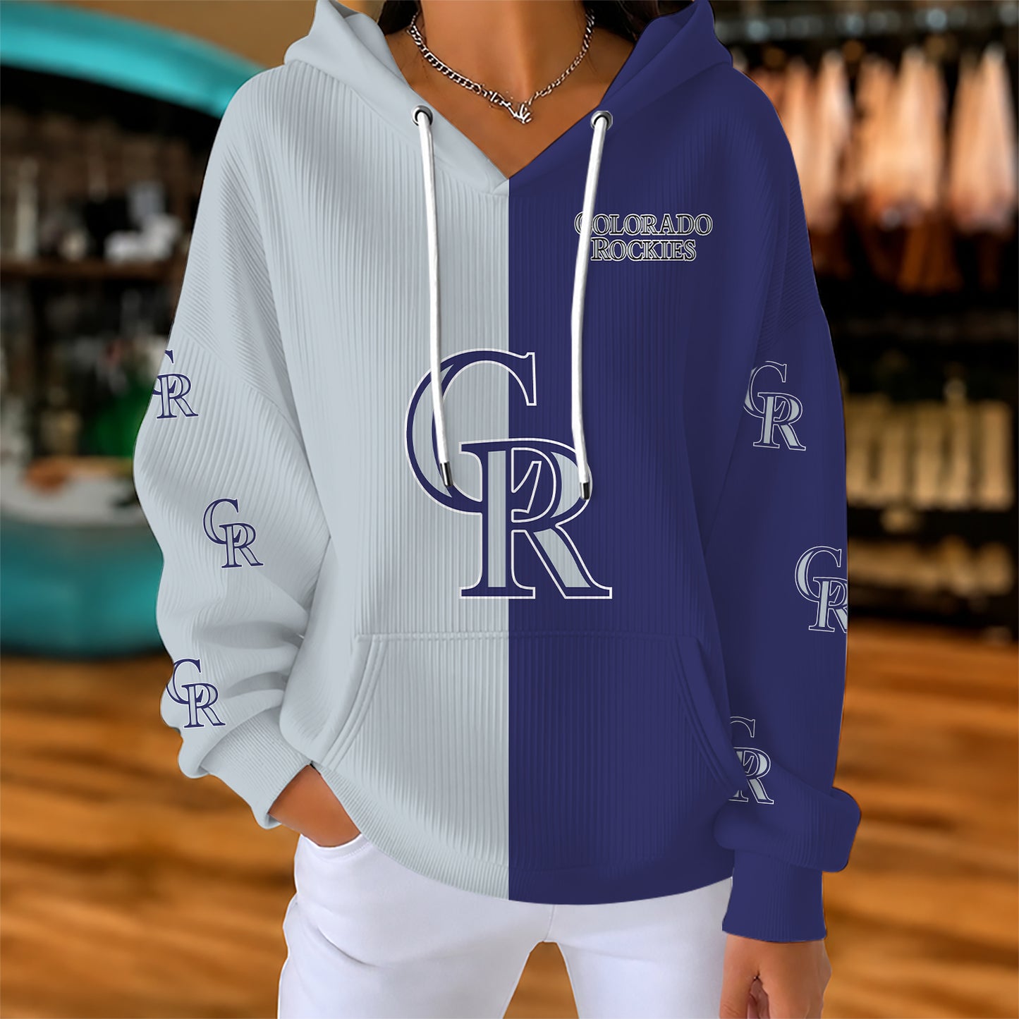 [FLASH SALE] NEW CUSTOMIZED MLB30 COR COLORADO ROCKIES RIBBED HOODIE & SWEATSHIRT