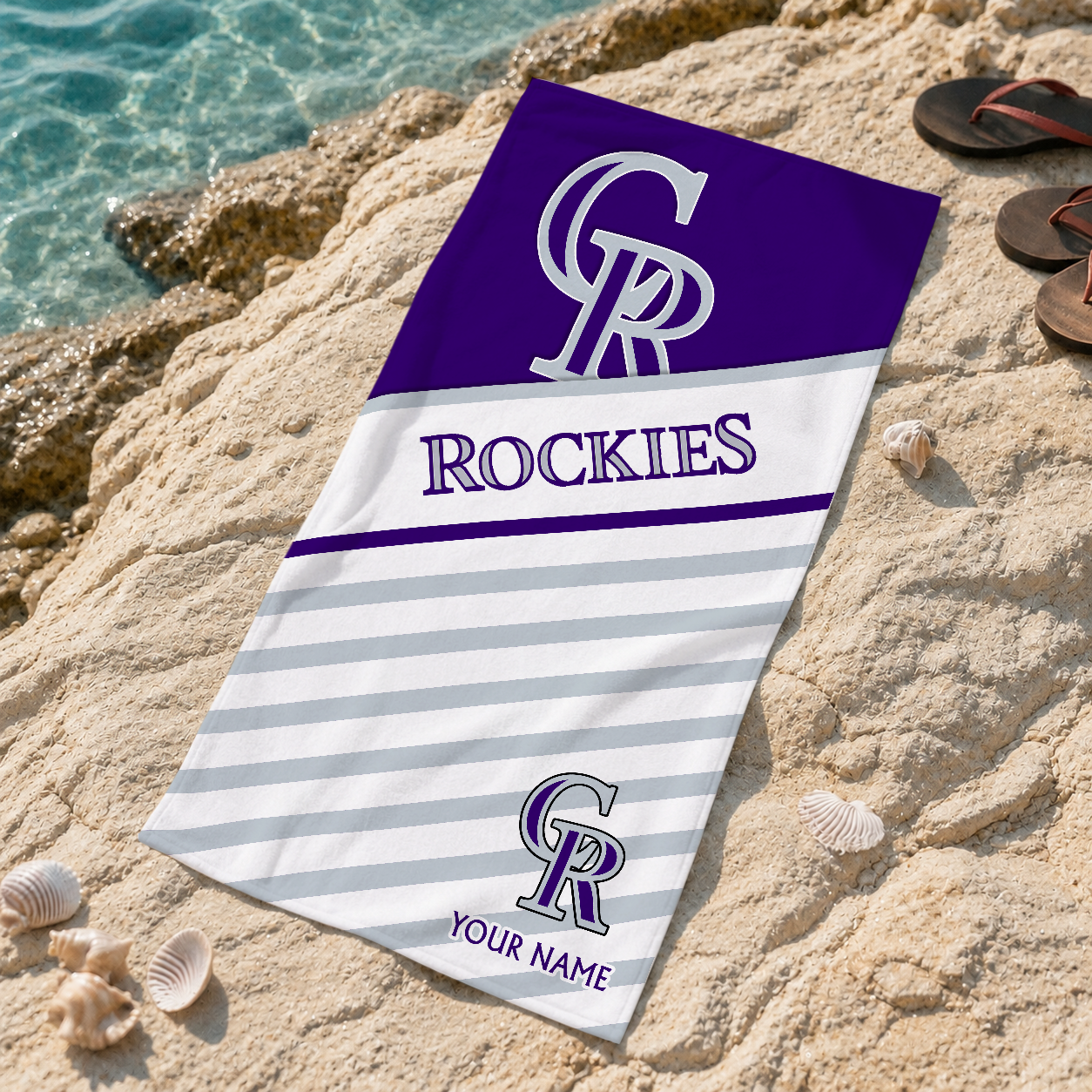 HOT DEAL - NEW CUSTOMIZED MLB30 COR COLORADO ROCKIES BEACH TOWEL FOR FAN