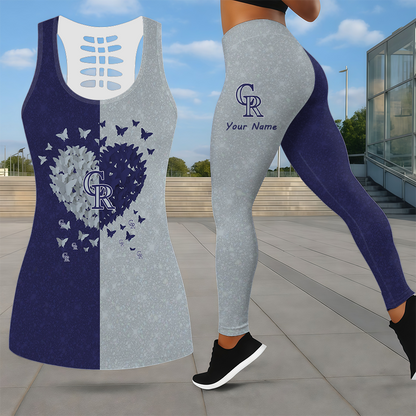 LIMITED EDITION - NEW CUSTOMIZED MLB30 COR COLORADO ROCKIES LEGGINGS & HOLLOW TANK TOP SET