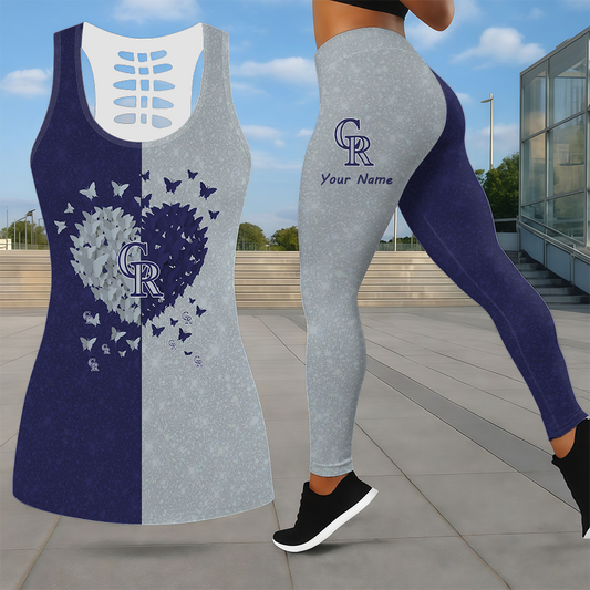 LIMITED EDITION - NEW CUSTOMIZED MLB30 COR COLORADO ROCKIES LEGGINGS & HOLLOW TANK TOP SET