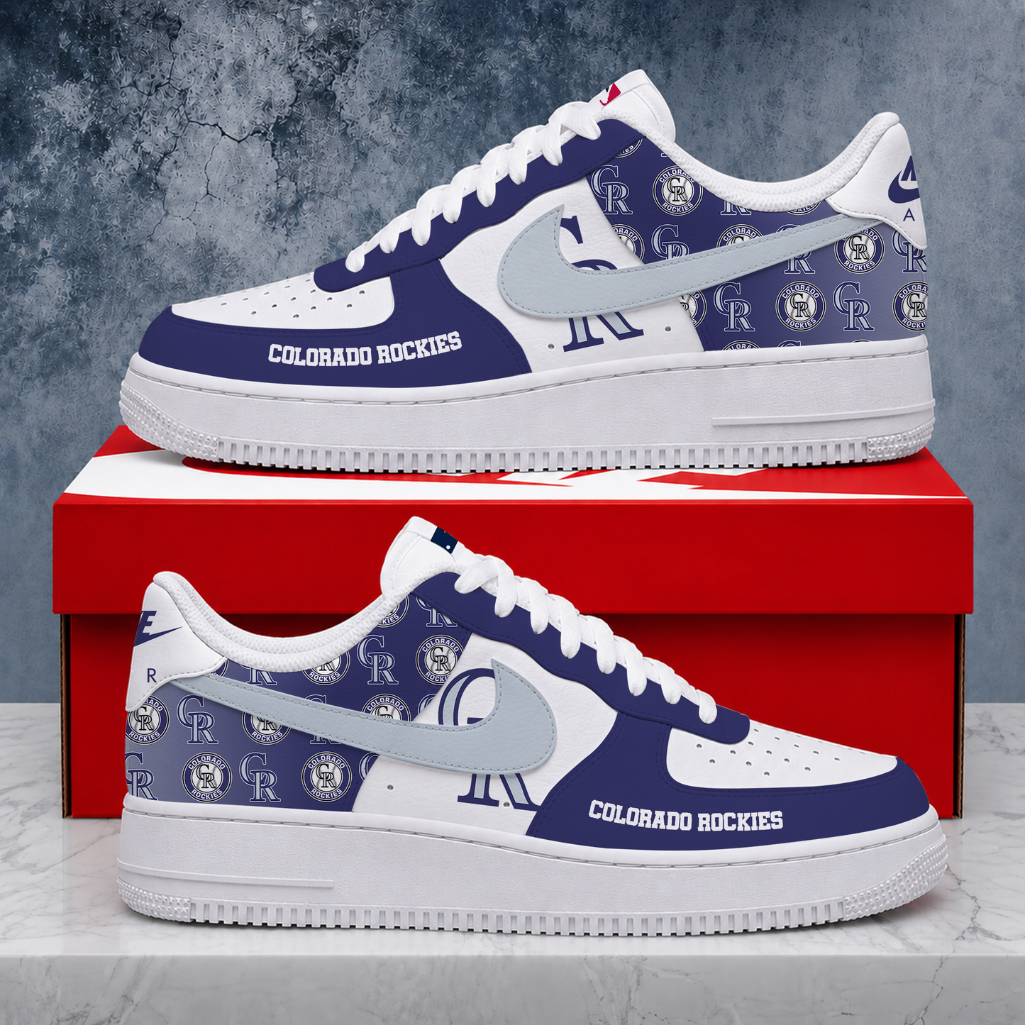 LIMITED EDITION - NEW CUSTOMIZED MLB30 COR COLORADO ROCKIES AF1 SHOES