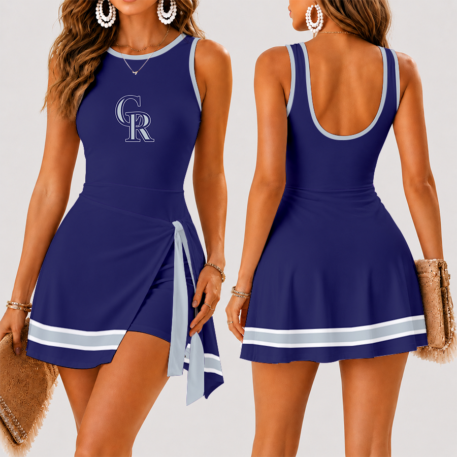 [FLASH SALE] NEW CUSTOMIZED MLB30 COR COLORADO ROCKIES WOMEN'S SUMMER SKORT DRESS