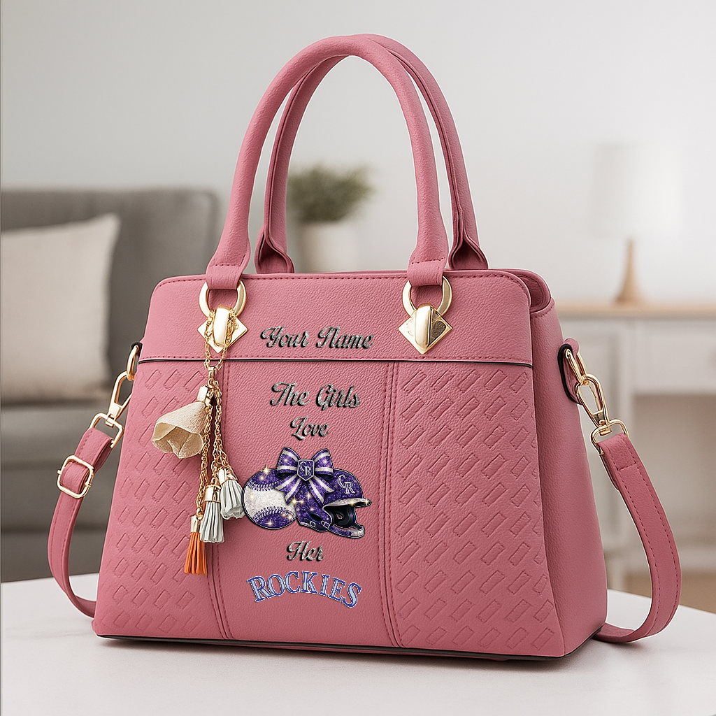 LIMITED EDITION - NEW CUSTOMIZED MLB30 COR COLORADO ROCKIES ZIP HANDBAG MULTICOLOR