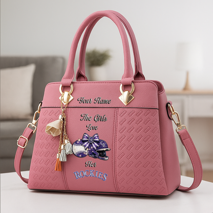 LIMITED EDITION - NEW CUSTOMIZED MLB30 COR COLORADO ROCKIES ZIP HANDBAG MULTICOLOR