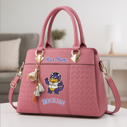 LIMITED EDITION - NEW CUSTOMIZED MLB30 COR COLORADO ROCKIES ZIP HANDBAG MULTICOLOR