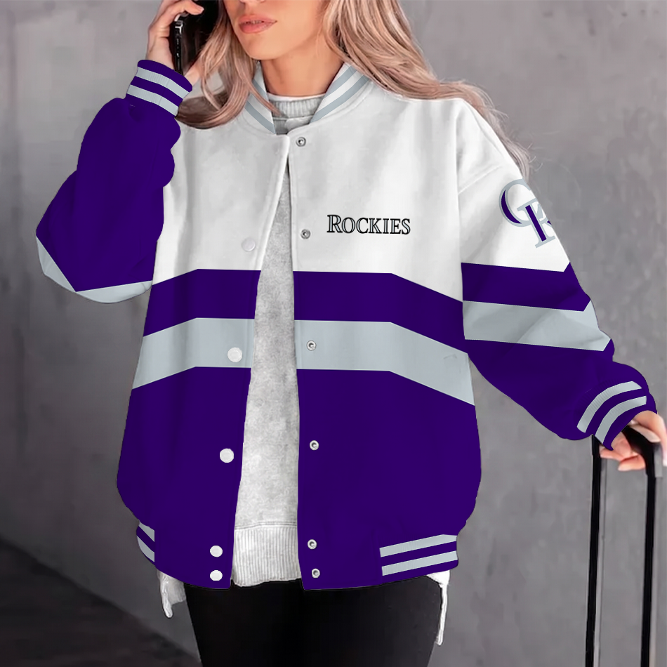 [FLASH SALE] NEW CUSTOMIZED MLB30 COR COLORADO ROCKIES SATIN VARSITY & BASEBALL JACKET