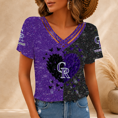 LIMITED EDITION - NEW CUSTOMIZED MLB30 COR COLORADO ROCKIES V-NECK SHIRT