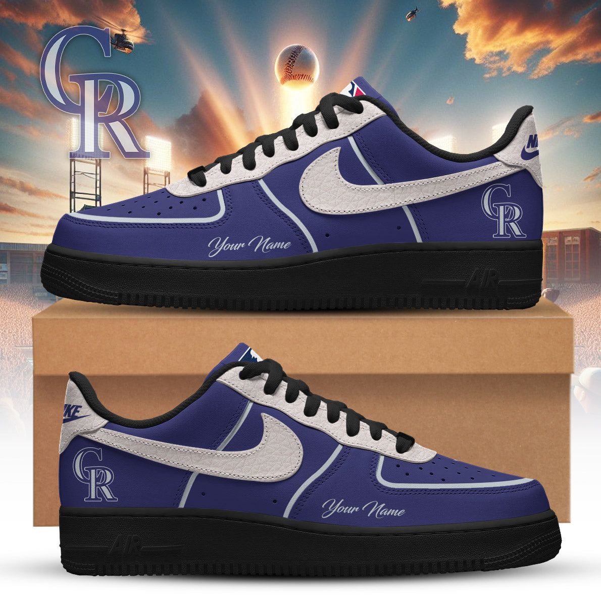 LIMITED EDITION - NEW CUSTOMIZED MLB30 COR COLORADO ROCKIES AF1 SNEAKERS