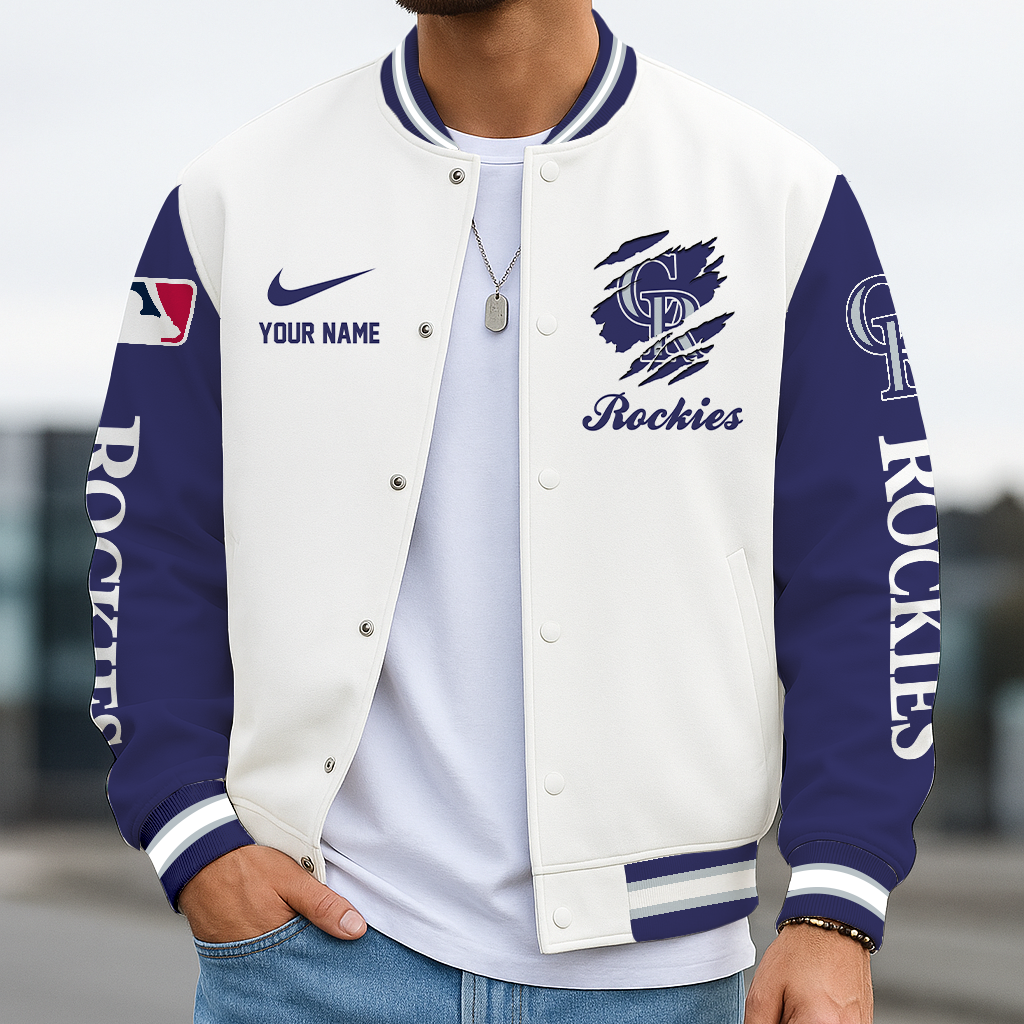 LIMITED EDITION - NEW CUSTOMIZED MLB30 COR COLORADO ROCKIES BASEBALL JACKET, SATIN VARSITY JACKET