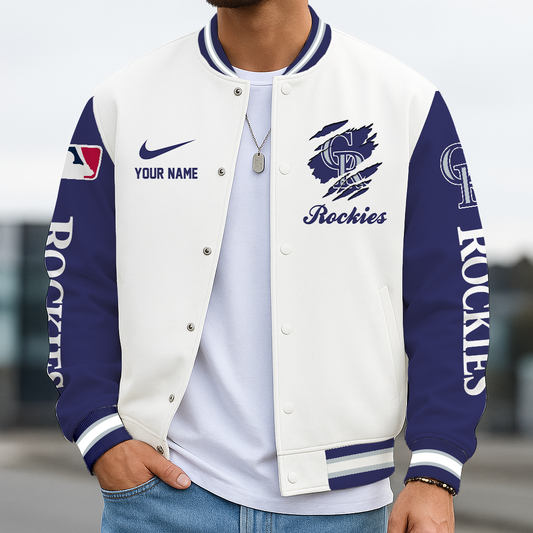 LIMITED EDITION - NEW CUSTOMIZED MLB30 COR COLORADO ROCKIES BASEBALL JACKET, SATIN VARSITY JACKET
