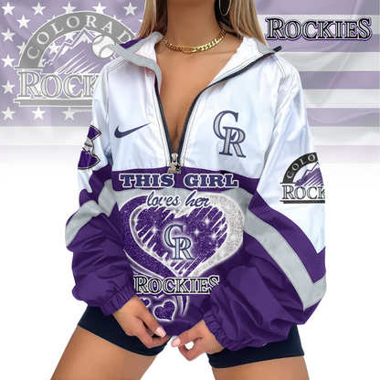 LIMITED EDITION - NEW CUSTOMIZED MLB30 COR COLORADO ROCKIES V-NECK ZIPPER SWEATSHIRT JACKET