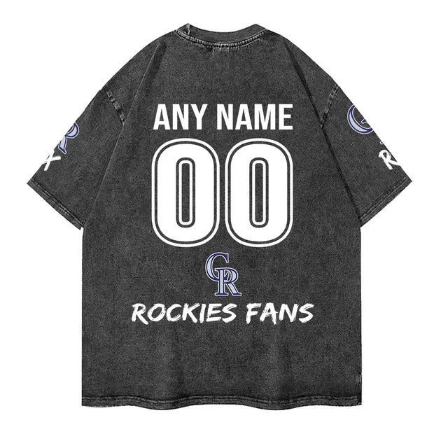 [FLASH SALE] NEW CUSTOMIZED MLB30 COR COLORADO ROCKIES MULTICOLOR WASHED TEE