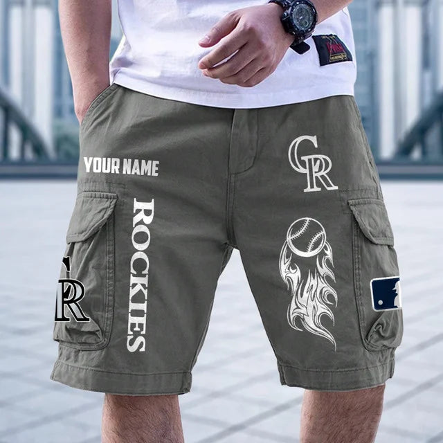 [FLASH SALE] NEW CUSTOMIZED MLB30 COR COLORADO ROCKIES MEN'S CARGO SHORTS