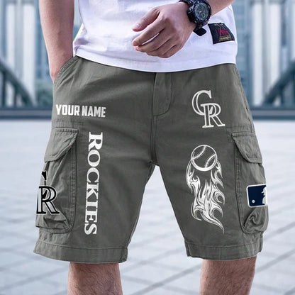 [FLASH SALE] NEW CUSTOMIZED MLB30 COR COLORADO ROCKIES MEN'S CARGO SHORTS