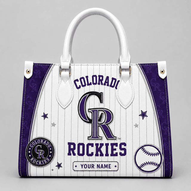 [FLASH SALE] NEW CUSTOMIZED MLB30 COR COLORADO ROCKIES LEATHER HANDBAG