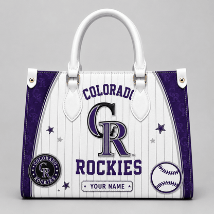 [FLASH SALE] NEW CUSTOMIZED MLB30 COR COLORADO ROCKIES LEATHER HANDBAG