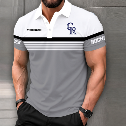 FINAL CLEARANCE - NEW CUSTOMIZED MLB30 COR COLORADO ROCKIES POLO SHIRT