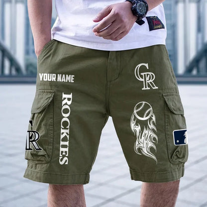 [FLASH SALE] NEW CUSTOMIZED MLB30 COR COLORADO ROCKIES MEN'S CARGO SHORTS