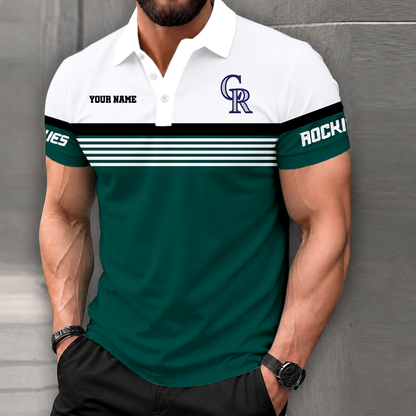 FINAL CLEARANCE - NEW CUSTOMIZED MLB30 COR COLORADO ROCKIES POLO SHIRT