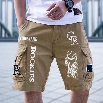 [FLASH SALE] NEW CUSTOMIZED MLB30 COR COLORADO ROCKIES MEN'S CARGO SHORTS