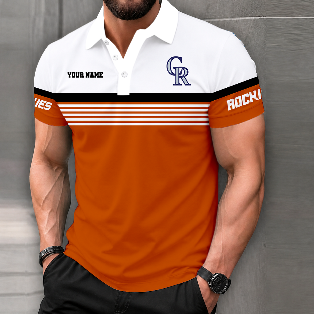 FINAL CLEARANCE - NEW CUSTOMIZED MLB30 COR COLORADO ROCKIES POLO SHIRT