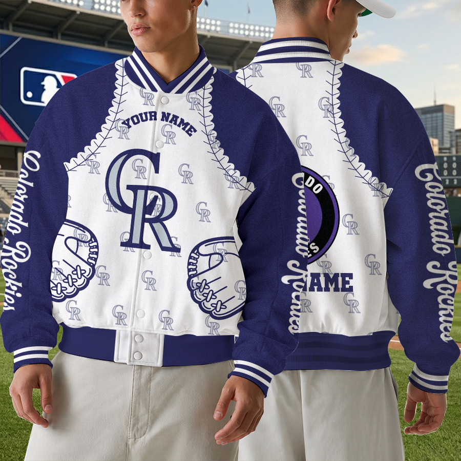 LIMITED EDITION - NEW CUSTOMIZED MLB30 COR COLORADO ROCKIES SATIN VARSITY & BASEBALL JACKET