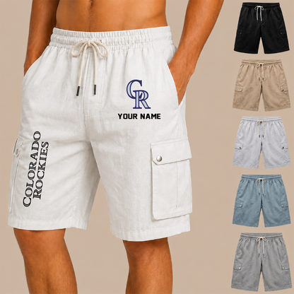 [FLASH SALE] NEW CUSTOMIZED MLB30 COR COLORADO ROCKIES MEN'S DRAWSTRING CARGO SHORTS