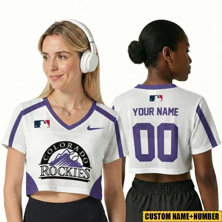 [FLASH SALE] NEW CUSTOMIZEDMLB30 COR COLORADO ROCKIES V-NECK JERSEY CROP TOP