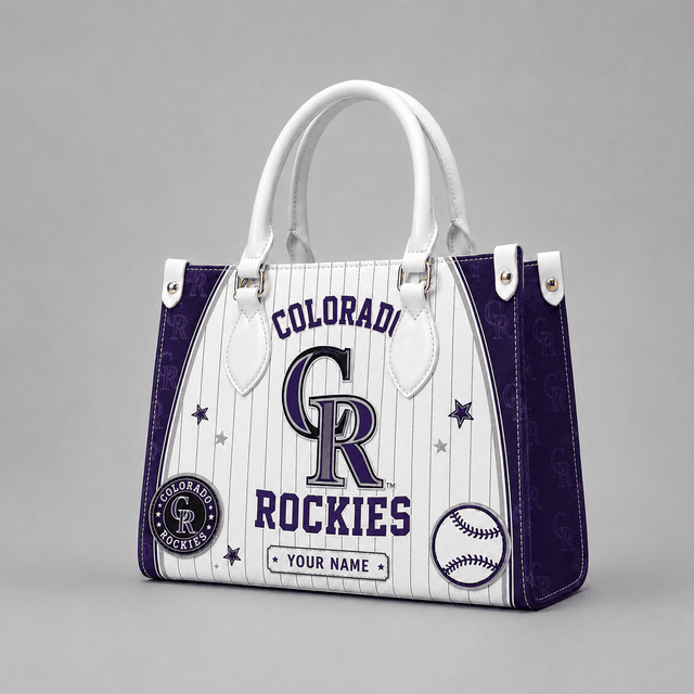 [FLASH SALE] NEW CUSTOMIZED MLB30 COR COLORADO ROCKIES LEATHER HANDBAG