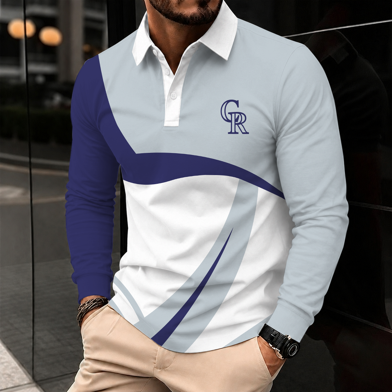 [FLASH SALE] NEW CUSTOMIZED MLB30 COR COLORADO ROCKIES MEN'S LONG SLEEVE POLO