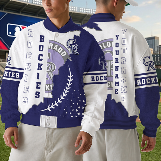 LIMITED EDITION - NEW CUSTOMIZED MLB30 COR COLORADO ROCKIES SATIN VARSITY & BASEBALL JACKET