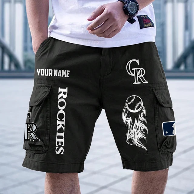 [FLASH SALE] NEW CUSTOMIZED MLB30 COR COLORADO ROCKIES MEN'S CARGO SHORTS