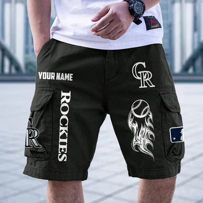 [FLASH SALE] NEW CUSTOMIZED MLB30 COR COLORADO ROCKIES MEN'S CARGO SHORTS