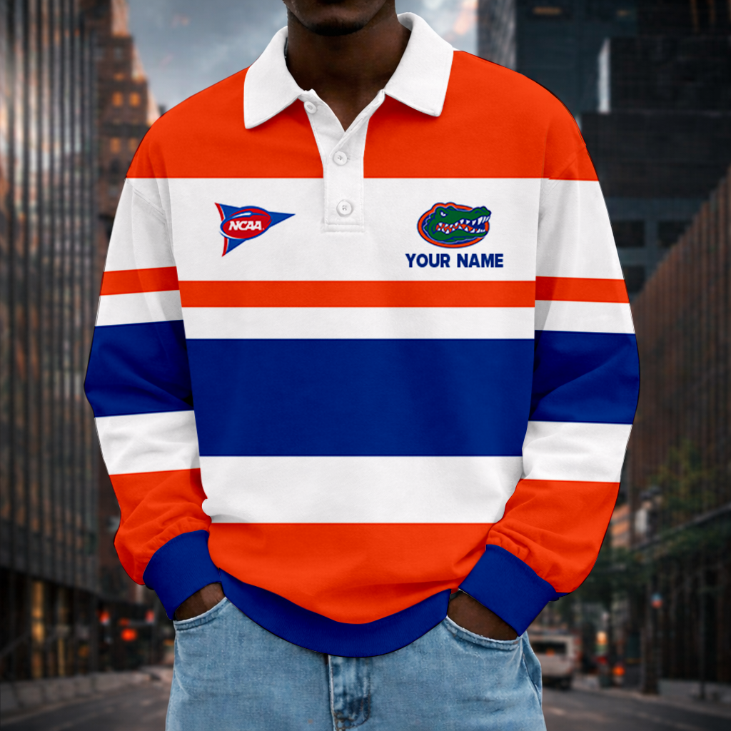 LIMITED EDITION - NEW CUSTOMIZED NCAA FBS30 FLG FLORIDA GATORS UNISEX LONG SLEEVE POLO
