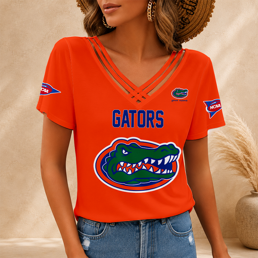 [FAN FAVORITE] NEW CUSTOMIZED NCAA FBS30 FLG FLORIDA GATORS V-NECK SHIRT
