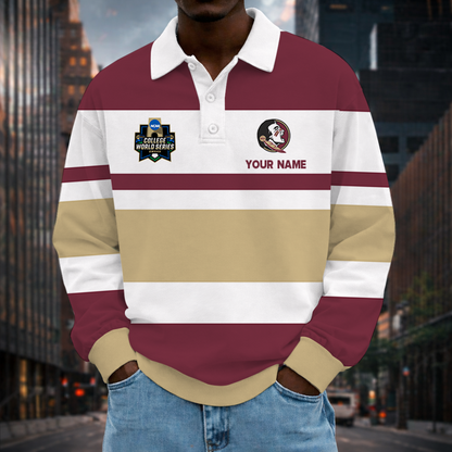 LIMITED EDITION - NEW CUSTOMIZED NCAA CWS30 FLS FLORIDA STATE SEMINOLES UNISEX LONG SLEEVE POLO