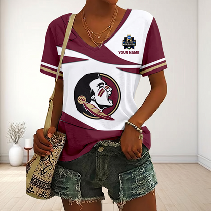 LIMITED DROP - NEW CUSTOMIZED | NCAA CWS30 FLS FL SEMINOLES V-NECK FEMALE SHIRT