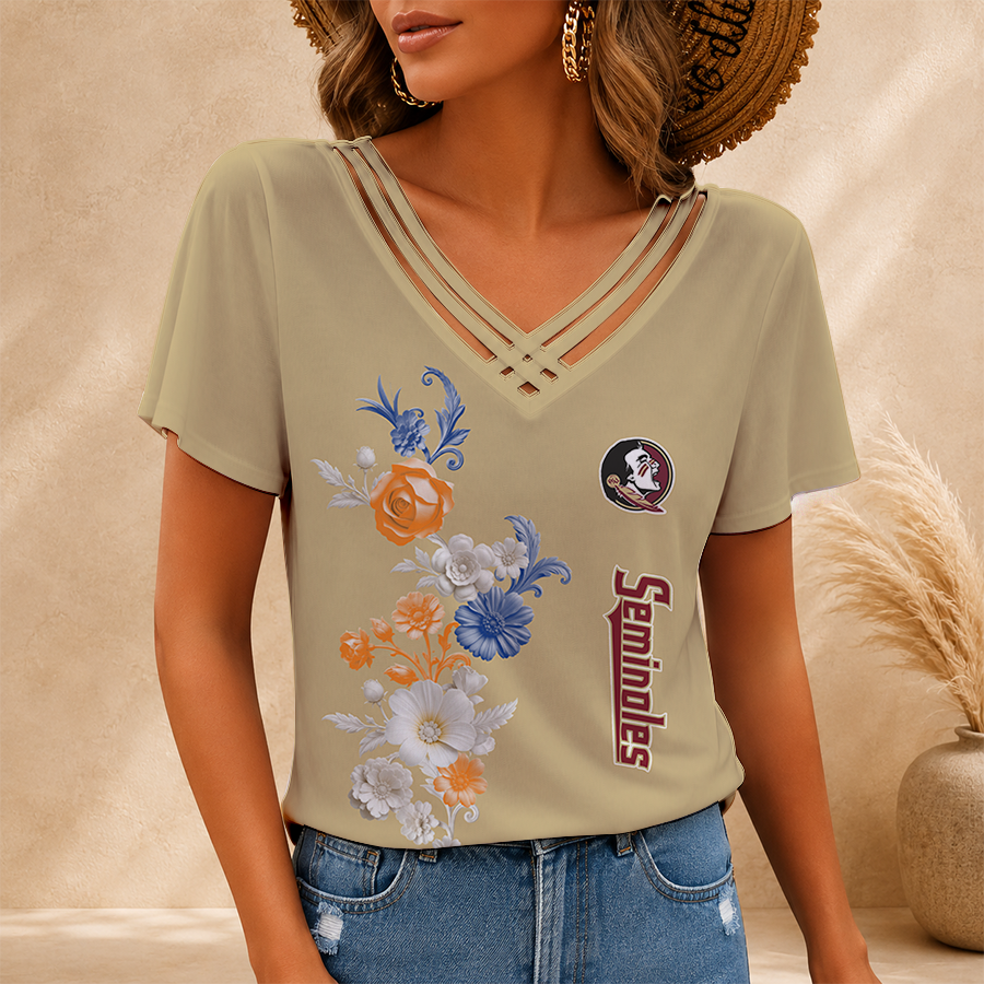 [FAN FAVORITE] NEW CUSTOMIZED NCAA CWS30 FLS FLORIDA STATE SEMINOLES V-NECK SHIRT