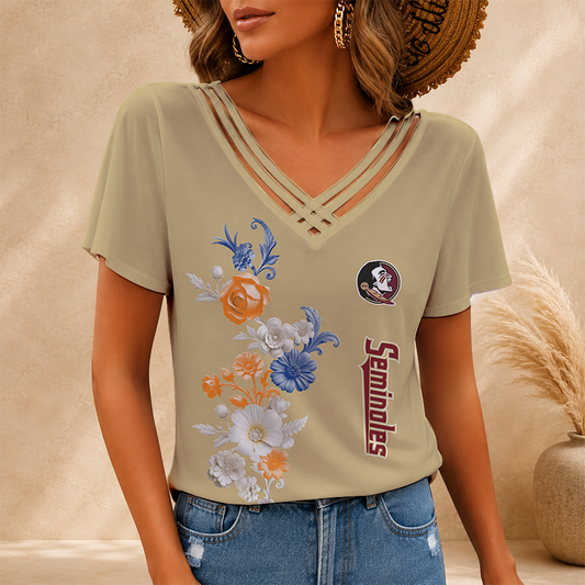[FAN FAVORITE] NEW CUSTOMIZED NCAA CWS30 FLS FLORIDA STATE SEMINOLES V-NECK SHIRT
