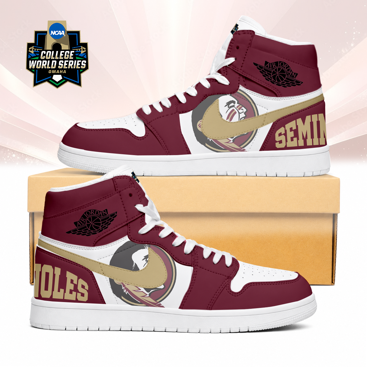 LIMITED EDITION - NEW CUSTOMIZED NCAA CWS30 FLS FLORIDA STATE SEMINOLES AIR JORDAN SNEAKERS