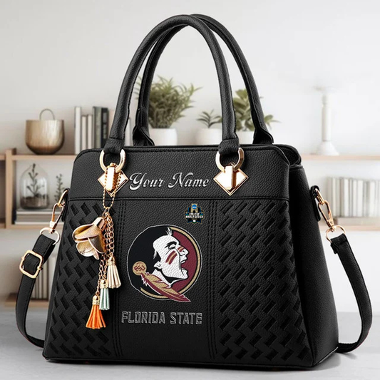 LIMITED EDITION - NEW CUSTOMIZED NCAA CWS30 FLS FLORIDA STATE SEMINOLES ZIP HANDBAG MULTICOLOR