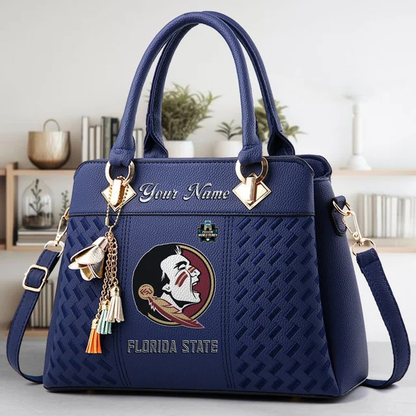 LIMITED EDITION - NEW CUSTOMIZED NCAA CWS30 FLS FLORIDA STATE SEMINOLES ZIP HANDBAG MULTICOLOR