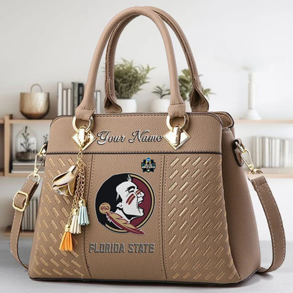 LIMITED EDITION - NEW CUSTOMIZED NCAA CWS30 FLS FLORIDA STATE SEMINOLES ZIP HANDBAG MULTICOLOR
