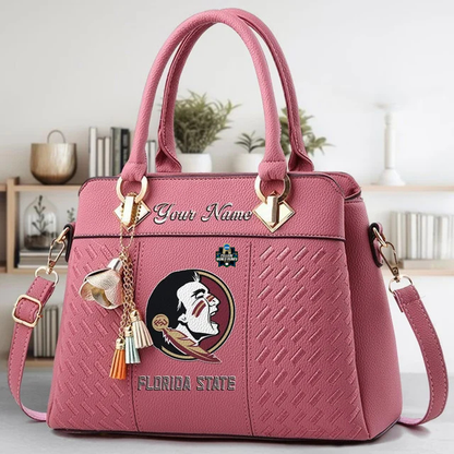 LIMITED EDITION - NEW CUSTOMIZED NCAA CWS30 FLS FLORIDA STATE SEMINOLES ZIP HANDBAG MULTICOLOR