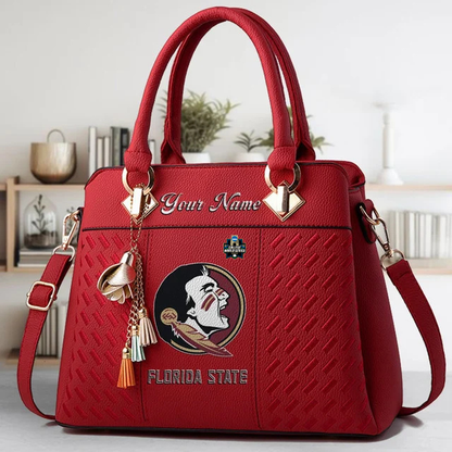 LIMITED EDITION - NEW CUSTOMIZED NCAA CWS30 FLS FLORIDA STATE SEMINOLES ZIP HANDBAG MULTICOLOR