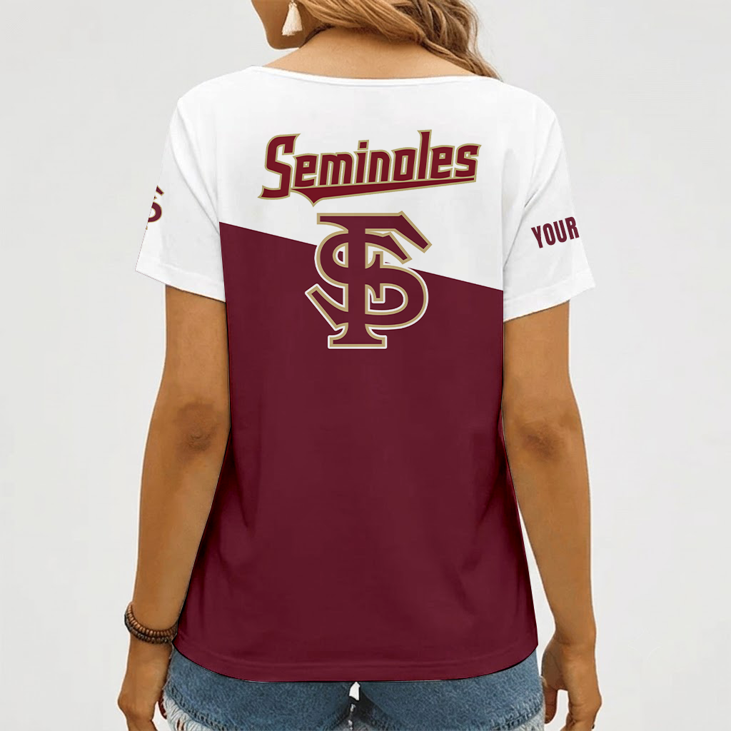 [FAN FAVORITE] NEW CUSTOMIZED NCAA CWS30 FLS FLORIDA STATE SEMINOLES V-NECK FEMALE SHIRT