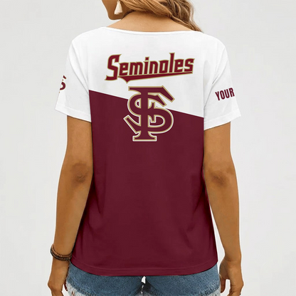 [FAN FAVORITE] NEW CUSTOMIZED NCAA CWS30 FLS FLORIDA STATE SEMINOLES V-NECK FEMALE SHIRT