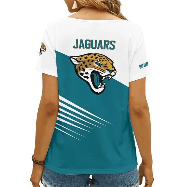 [SPECIAL OFFER] NEW CUSTOMIZED NFL30 JSJ JACKSONVILLE JAGUARS V-NECK FEMALE SHIRT