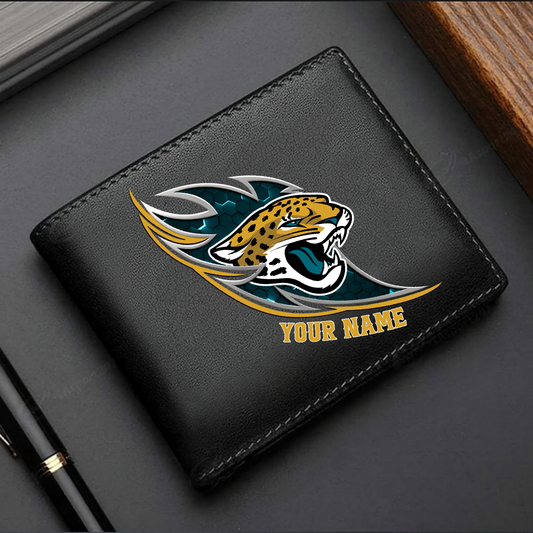 LIMITED EDITION - NEW CUSTOMIZED NFL30 JSJ JACKSONVILLE JAGUARS LEATHER WALLET